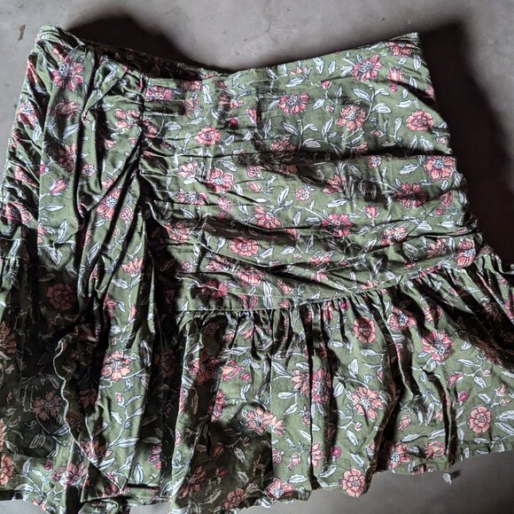 Sézane Julia Skirt | Khaki Indian flowers - Picture 10 of 16